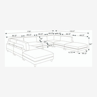 Modern Modular Sectional With Adjustable Back Support