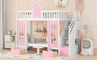 Twin Over Twin Bunk Bed With Changeable Table, Bunk Bed Turn Into Upper Bed And Down Desk