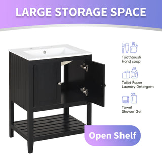 Modern Bathroom Vanity With Sink And Open Shelf