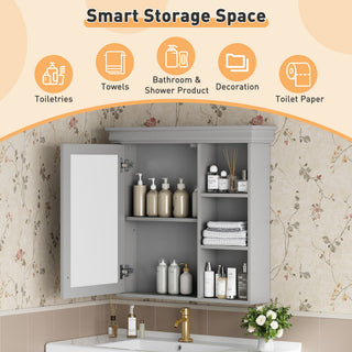 Wall Mounted Bathroom Medicine Cabinet With Mirror And Adjustable Storage With Soft Close Hinges