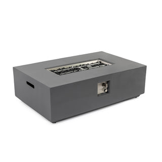 Volon - Rectangular Fire Pit Table, Propane Powered, 50,000 BTU - Light Gray