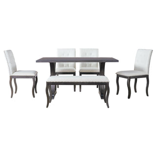 Dining Set With Bench, 6 Piece