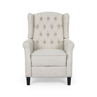 Contemporary Tufted Fabric Push Back Recliner - Beige