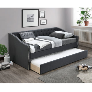 Daybed With Trundle Nailhead Trim Button Tufted