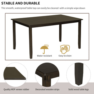 6 Piece Rectangular Dining Table Set With 4 Chairs And Bench