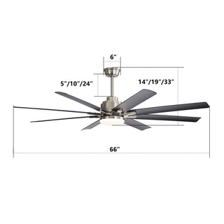 Ceiling Fan With Dimmable LED Light, 8 Blades, Reversible DC Motor, Remote Control