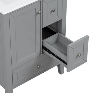 Modern Bathroom Vanity With Sink, Freestanding Cabinet With Drawers And Shelves
