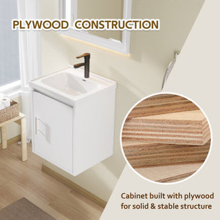 Floating Bathroom Vanity Combo, Wall Mounted Cabinet With Sink & Soft Close Doors For Small Bathrooms