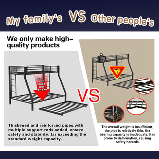Bunk Bed For Kids, Convertible Frame With Ladders & Guardrail