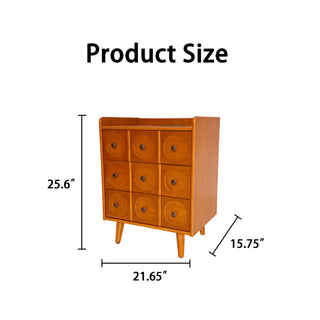 3 Drawer End Table With Charging Station For Bedroom - Natural Wood