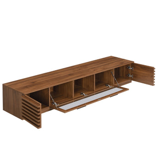 TV Stand With LED Lighting, Soft Closing Hinges, Cable Management - Walnut