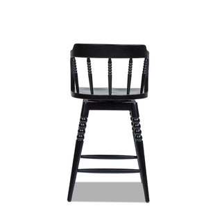 Breda - Turned Bubble Spindle Low Back Counter Stool - Black