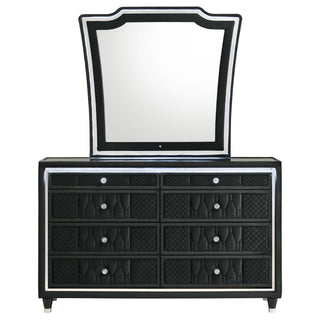 Mika - 8 Drawer LED Dresser With Mirror - Black