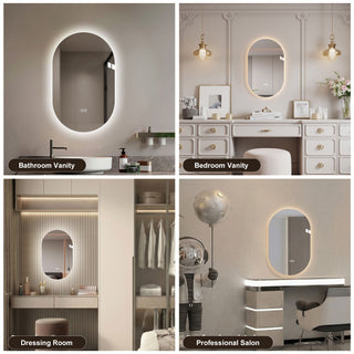 Smart Wall Mounted LED Touch Screen Mirror With Anti-Fog Function And Adjustable Lighting