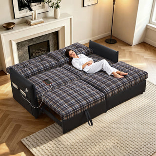 Sleeper Sofa, Expandable Sectional With Ottoman For Living Room