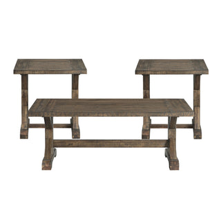 Finn - 3 Piece Accent Trestle Table Set (Coffee Table & Two End Tables) - Dark Walnut