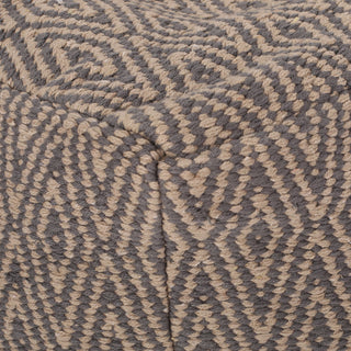 Amuleto - Hand Loomed Cotton Pouf - Dark Gray / Brown
