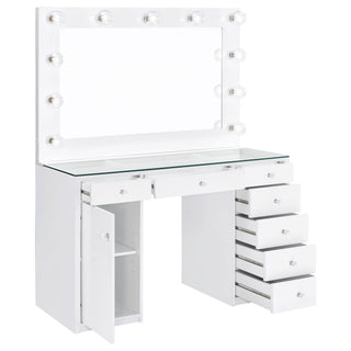 Fern - 7 Drawer Vanity Set With Mirror And Globe Lights
