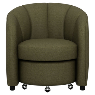 Barrel Chair With Nesting Ottoman - Forest Green