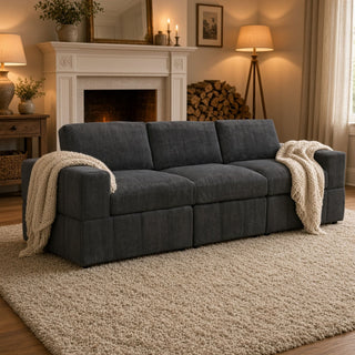 Oversized Modular Sectional Sofa 3 Piece Set For Living Room - Dark Gray