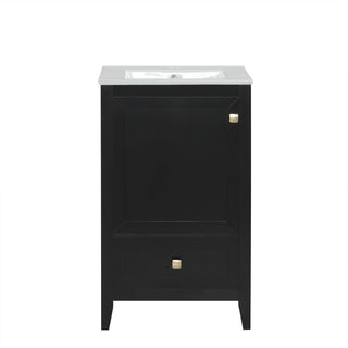 20" Bathroom Vanity With Sink Cabinet With Soft Closing Door, Drawer & Storage Rack - Black