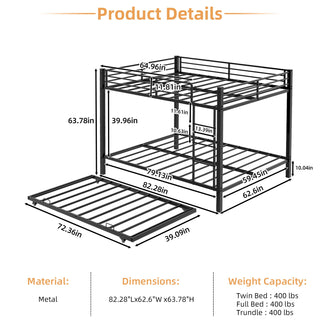 Bunk Bed For Kids, Convertible Frame With Ladders & Guardrail