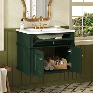 Wall Mounted Bathroom Vanity With Tip Out Drawer And Open Back Design