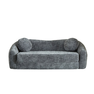 Curved Convertible Sofa, 2 In 1 Frameless Folding Sofa Bed With Pull Out Base And Deep Seat