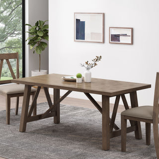 Farmhouse Style Dining Table With Wood Like Top