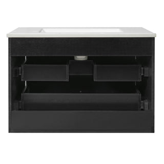 Floating Bathroom Vanity With Oval Knobs & Round Edge, Soft Close Drawer Slides