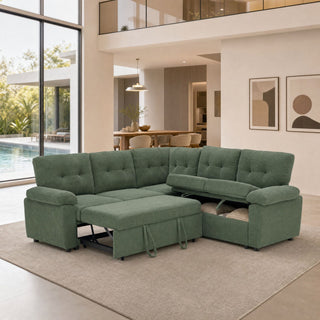 Convertible Sectional Sofa Bed With Pull Out Sleeper And Storage