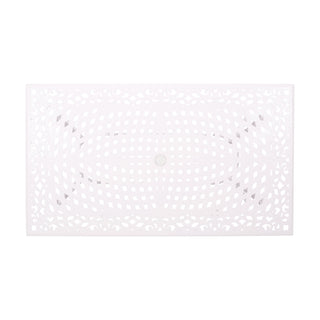 Celestine - Outdoor Cast Aluminum Dining Table With Floral Lattice Design And Umbrella Holder