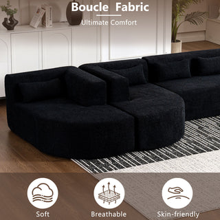Upholstered Sofa Free Combined Sofa Couch With 2 Chaise Lounge And Five Back Pillows For Living Room