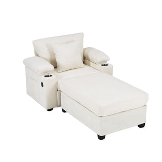 Fabric Sofa Bed With Cupholders And USB Charging Ports Chair For Living Room