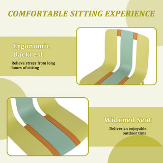 4 Piece Set Of Modern Striped Single Chairs With Folding Square Table