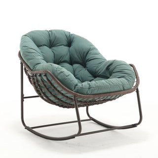Indoor / Outdoor Oversized Wicker Egg Rocker Chair - Light Green