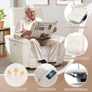 270° Power Swivel Rocker Recliner Chair With Phone Holder, Electric Glider Reclining Sofa With USB Ports For Living Room Bedroom - Beige