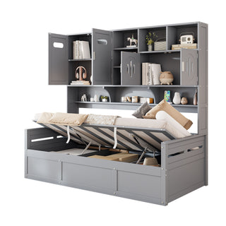 Daybed With All-In-One Cabinet And Shelf
