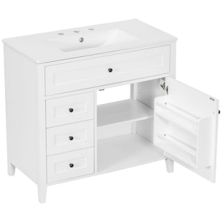 Bathroom Vanity With Sink, 3 Drawers & Cabinet With Adjustable Shelves