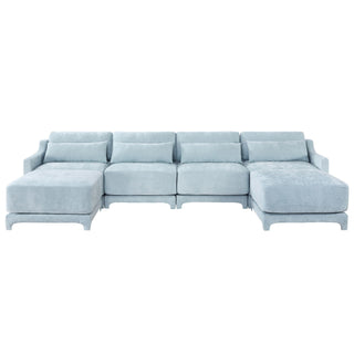 Stylish Sofa With Ottoman And Lumbar Pillows, Ergonomic Design
