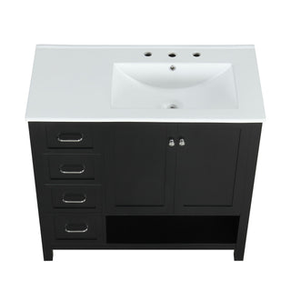 Bathroom Vanity With Sink Top, Bathroom Vanity Cabinet With 2 Doors And 2 Drawers, Open Shelf