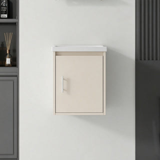 16" Floating Bathroom Vanity Combo, Wall Mounted Cabinet With Sink & Soft Close Doors For Small Bathrooms - Khaki