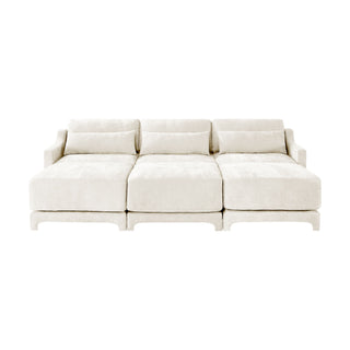 Stylish Sofa With Ottoman And Lumbar Pillows, Ergonomic Design