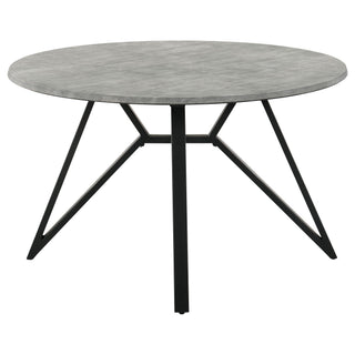Vellux - 5 Piece Round Dining Table Set With Concrete Top Upholstered Chairs - Gunmetal