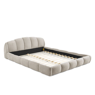 Upholstered Platform Bed Frame, Low Profile Floor Bed, No Box Spring Required