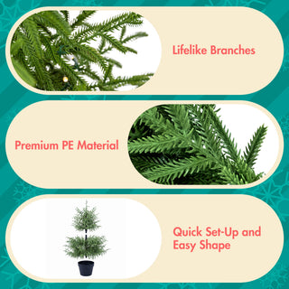 4 Piece Christmas Artificial Trees With Sturdy Bases, Pre Lit Wreath & Garland, Warm LED Lights, Indoor Holiday Decor - Green