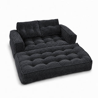 2 Seater Modular Corduroy Sofa With Chaise Lounge For Living Room