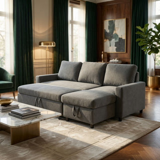 L - Shaped Convertible Sofa Bed With Storage Chaise