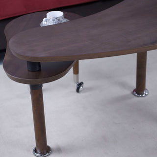 Rotatable Coffee Table With Solid Legs, 360 Degree Swivel, Waterproof - Walnut