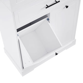 Freestanding Bathroom Storage Cabinet With Doors, Drawers, And Tilt Out Laundry Hamper - White